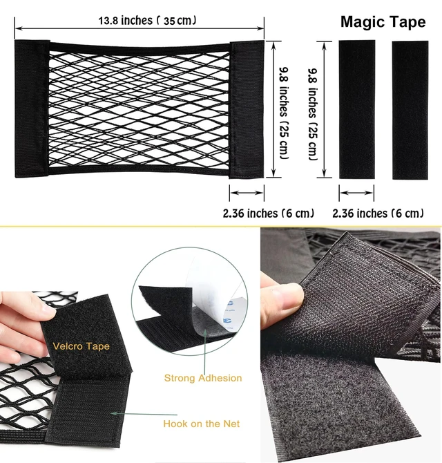 Alt view image 3 of 7 - 2pcs Cargo Net Car Storage Net - Stretchable Mesh Pocket Net Magic Tape Universal Mesh Car Accessories Interior Organizer (S)
