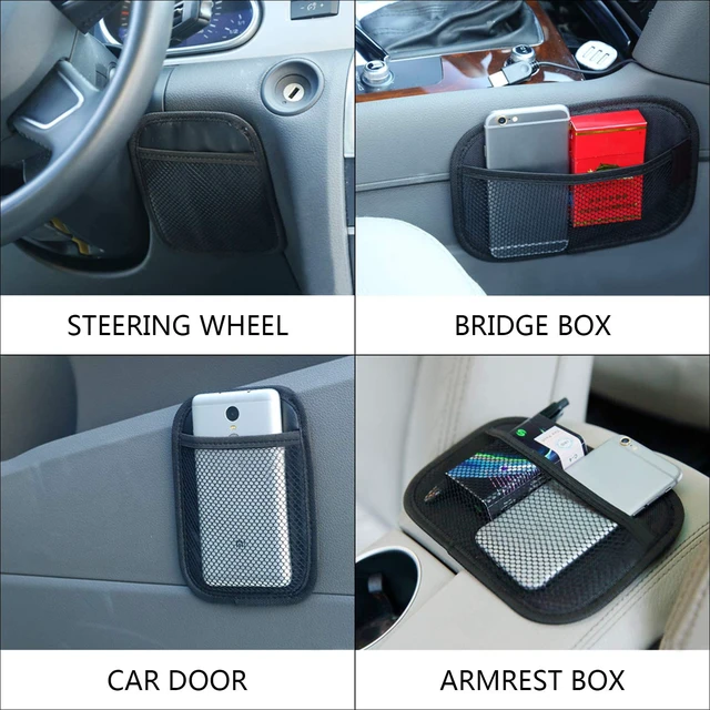 Alt view image 5 of 6 - 4-Piece Car Organizer Net Pocket, Side Pocket Holder, Phone Sunglasses Storage - 8"x5.75"