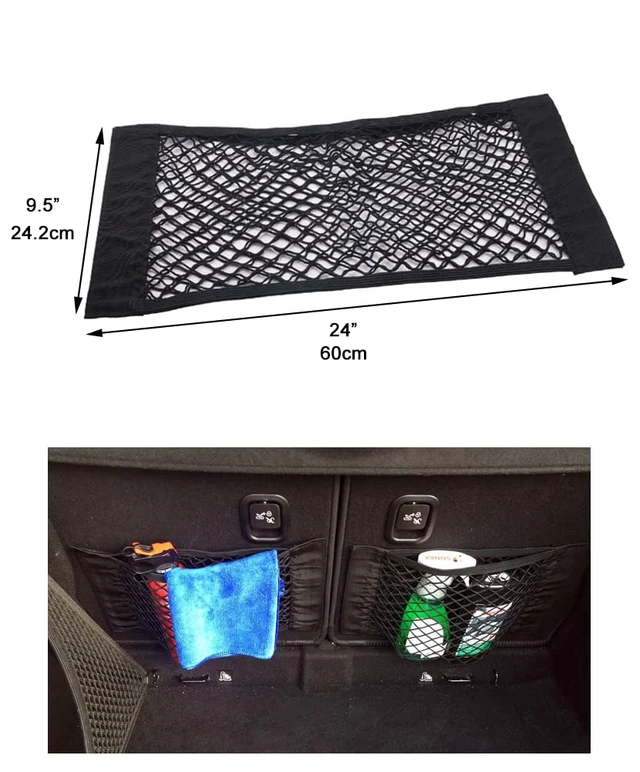 Alt view image 2 of 7 - Universal Mesh Cargo Net Storage Net Wall Sticker Organizer Pouch Bag Storage Mesh Net for Car Trunk Storage Add On Organizers for Car Truck (24" x 9.5"2 Packs)