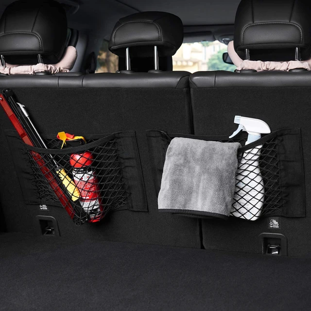 Alt view image 6 of 7 - Universal Mesh Cargo Net Storage Net Wall Sticker Organizer Pouch Bag Storage Mesh Net for Car Trunk Storage Add On Organizers for Car Truck (24" x 9.5"2 Packs)