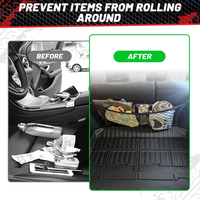 Alt view image 5 of 7 - 2 Pcs Universal Cargo Net Pocket Elastic Mesh Netting Car Mesh Pouch for Trunk RV Boats Home Cargo Storage Mesh with Screws and Hooks (25.6'' x 9.8'')