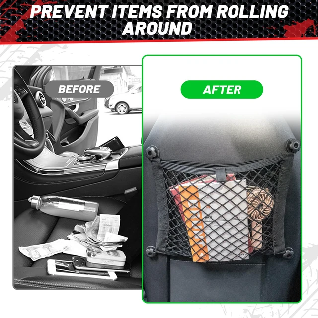 Alt view image 4 of 7 - 2 Pcs Small Cargo Net Pocket Elastic Mesh Netting Car Mesh Pouch for Trunk RV Boats Home Cargo Storage with Screws and Hooks (17.7'' x 9.8'')