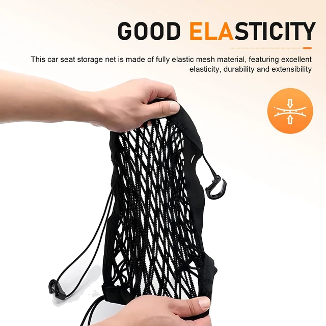 Alt view image 3 of 7 - Car Front Seat Organizer, Passenger Seat Elastic Organizer Net with Buckle, Multifunctional Storage Net for Phone, Bottles, Toys, Universal for Cars, Trucks, SUVs (Black)