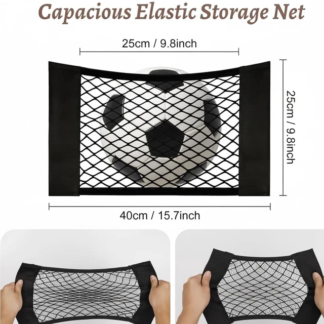 Alt view image 4 of 7 - 2 Pcs Back Seat Car Organizer Net for SUV, RV Inside Storage Organization Universal Cargo Mesh Bags, Adhesive Elastic Net Holder Accessories Pouch for Trunk, Camper, Car Ceiling, Front Seat, Boat
