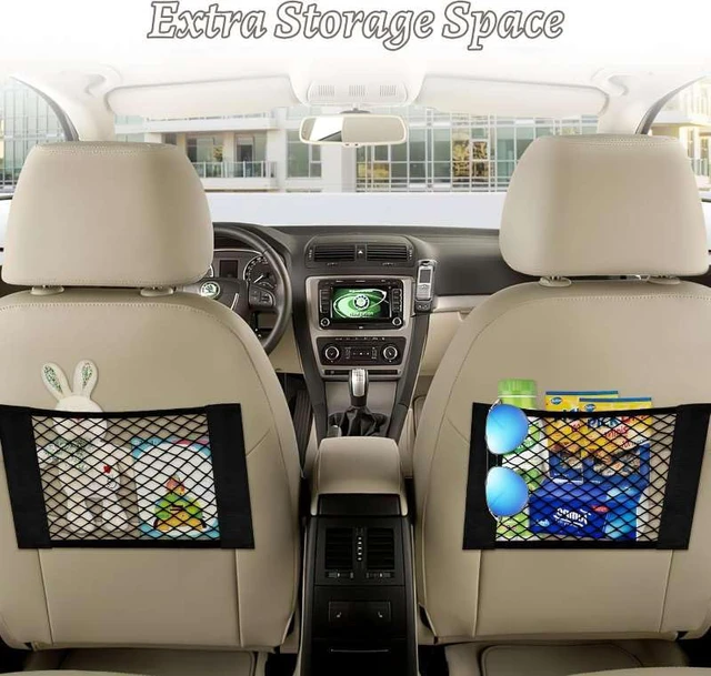 Alt view image 6 of 7 - 2 Pcs Back Seat Car Organizer Net for SUV, RV Inside Storage Organization Universal Cargo Mesh Bags, Adhesive Elastic Net Holder Accessories Pouch for Trunk, Camper, Car Ceiling, Front Seat, Boat