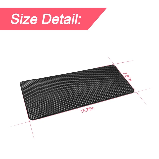 Alt view image 2 of 6 - 15.7x7.8 Inch Car Dashboard Anti Slip Sticky Pad, Black/Grid | Universal fit, flat dashboard use, PVC mat, washable gel grip, phone/key/glasses tray, no glue, car interior accessories