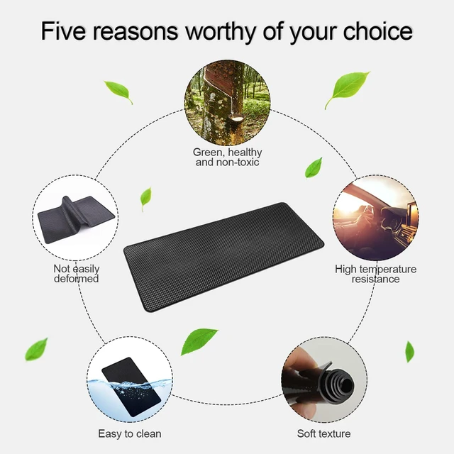 Alt view image 5 of 6 - 15.7x7.8 Inch Car Dashboard Anti Slip Sticky Pad, Black/Grid | Universal fit, flat dashboard use, PVC mat, washable gel grip, phone/key/glasses tray, no glue, car interior accessories