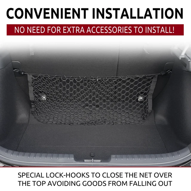 Alt view image 3 of 7 - Envelope Style Trunk Mesh Cargo Net Compatible with Honda Civic Hatchback 5 Door 2017-2021 - Car Accessories - Premium Trunk Organizers and Storage - Cargo Net for SUV - Vehicle Carrier Organizer