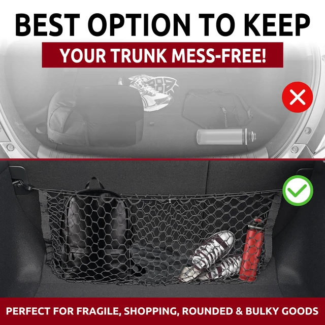 Alt view image 5 of 7 - Envelope Style Trunk Mesh Cargo Net Compatible with Honda Civic Hatchback 5 Door 2017-2021 - Car Accessories - Premium Trunk Organizers and Storage - Cargo Net for SUV - Vehicle Carrier Organizer