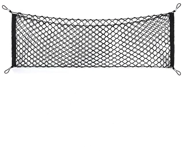 Main image of Car Rear Cargo Net, Universal Adjustable Elastic Trunk Cargo Storage Organizer Net Compatible for SUV, Jeep, Truck, Storage Nylon Mesh Double-Layer with Hooks (35.4 x 15.7 Inch)