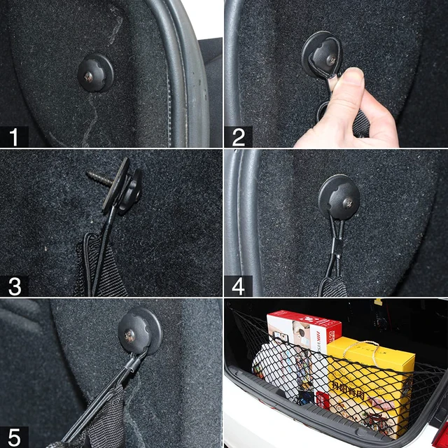 Alt view image 5 of 7 - Car Rear Cargo Net, Universal Adjustable Elastic Trunk Cargo Storage Organizer Net Compatible for SUV, Jeep, Truck, Storage Nylon Mesh Double-Layer with Hooks (35.4 x 15.7 Inch)