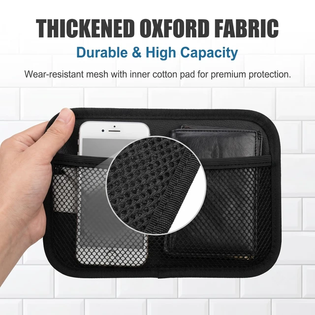 Alt view image 3 of 7 - 2 PCS Car Storage Net Pocket, Small + Large Multifunctional Organizer for Key & Card & Phone, Side Clutter Mesh Pocket with Self-Adhesive, Storage Accessory for Car Home RV Boat (Black)