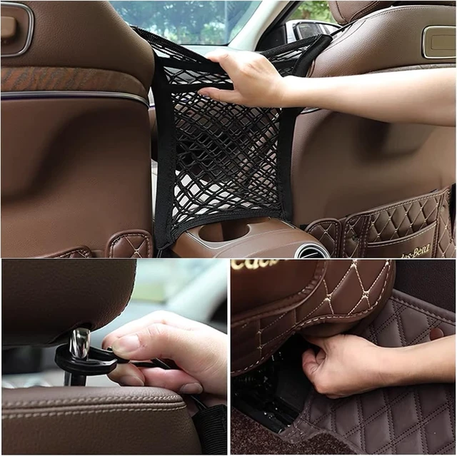 Alt view image 3 of 4 - Dog Car Net Barrier Pet Barrier with Car Mesh Organizer for Dog & Child | 3 Layer,Mesh Organizer Baby Stretchable Storage Bag Universal for Cars,SUVs