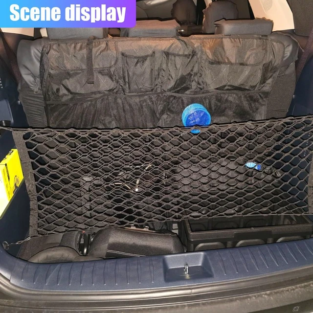 Alt view image 6 of 6 - Car Cargo Net, Elastic Stretchable Car Trunk Cargo Storage Net with Hooks, Double-Layer Nylon Truck Organizer Mesh, Vehicle Interior Accessories for Most SUVs, Trucks (35.4x15.7 inch/90×40 cm)