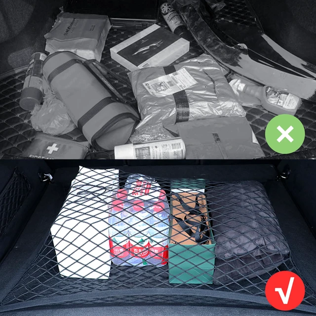Alt view image 2 of 7 - Cargo Net Car with Hooks Adjustable Highly Elastic Storage Organizer Net | Cargo Net for SUV, Pickup Trucks,Mesh Organizer 2.6'x2' Stretches to 5'x4',Road Trip Essentials Black