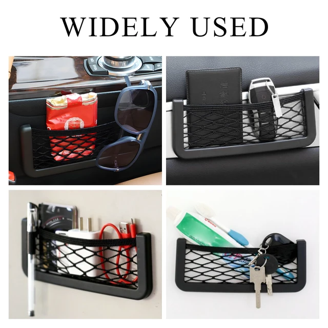 Alt view image 6 of 6 - 2 PCS Car Pocket Phone Nets, Purse Phone Holder Mesh Storage Bag with Double Sided Tape, Stick on Organizer Seat Side Back Automotive Storage Net Bag, Car Accessories