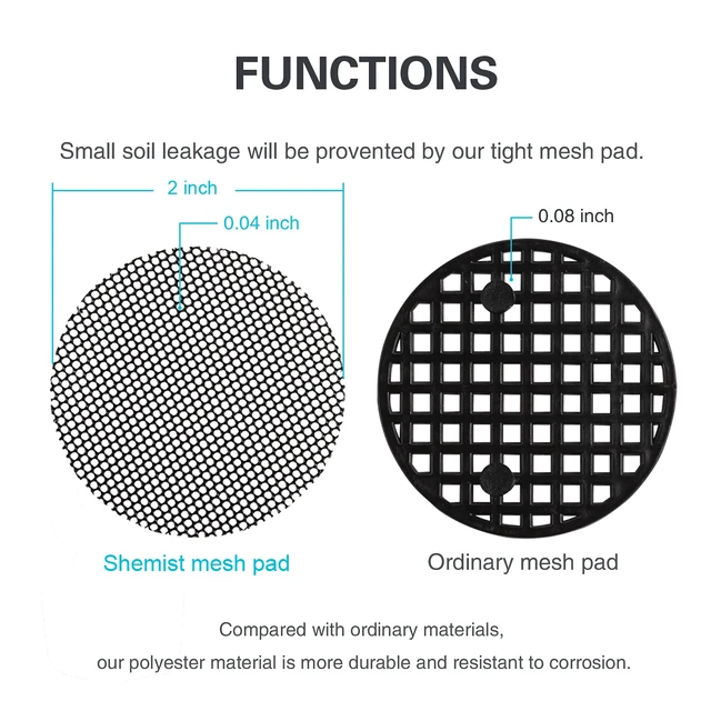 Alt view image 3 of 7 - Plant Mesh Drainage Screens - 100PCS 2-Inch Reusable Grid Mats, Keep Soil in Pots for Succulents, Bonsai, Indoor Plants & Repotting