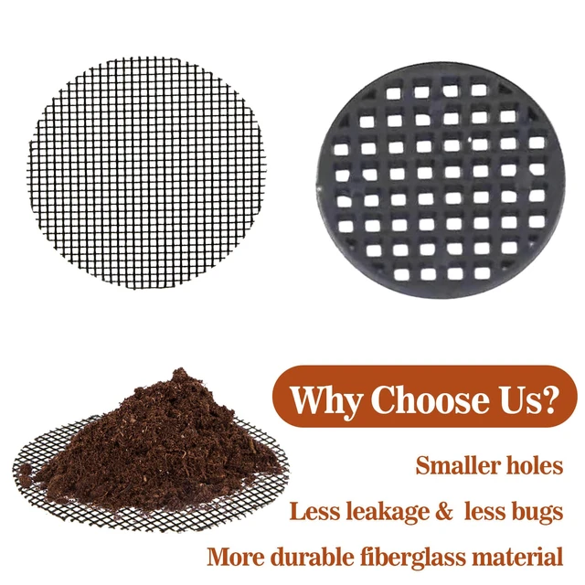 Alt view image 4 of 6 - 100 Plant Pots Hole Mesh Pad - Drainage Mesh for Flower Pot, 2 Inch | Round Plant Mesh, Substrate Barrier, Mesh Grid Mat for Bonsai, Gardening Essentials, Prevent Soil Leaking Plant Accessories