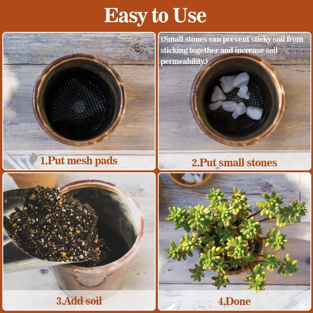 Alt view image 5 of 6 - 100 Plant Pots Hole Mesh Pad - Drainage Mesh for Flower Pot, 2 Inch | Round Plant Mesh, Substrate Barrier, Mesh Grid Mat for Bonsai, Gardening Essentials, Prevent Soil Leaking Plant Accessories