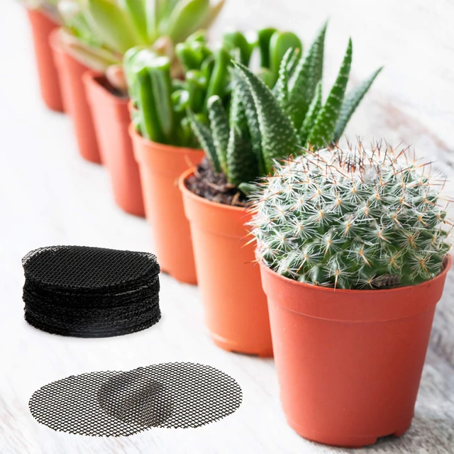 Alt view image 6 of 6 - 100 Plant Pots Hole Mesh Pad - Drainage Mesh for Flower Pot, 2 Inch | Round Plant Mesh, Substrate Barrier, Mesh Grid Mat for Bonsai, Gardening Essentials, Prevent Soil Leaking Plant Accessories