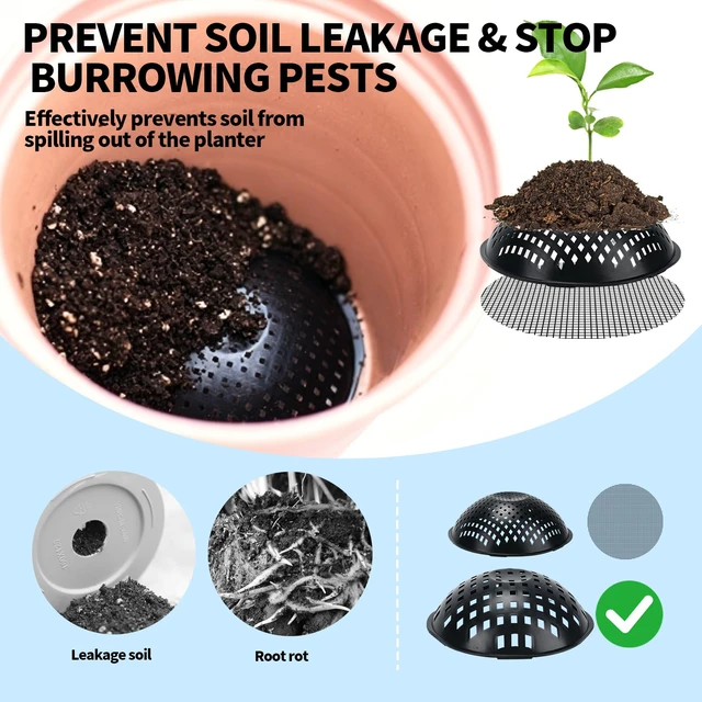 Alt view image 4 of 7 - Large Repotting Planter Pot Mesh Screens, Plant Drainage Inserts Mats Pads | Repotted, 20PCS Pot Bottom Grid Mats + 50PCS Mesh Screens, 6 4 Flower Pots Hole Pads, Drainage Airflow