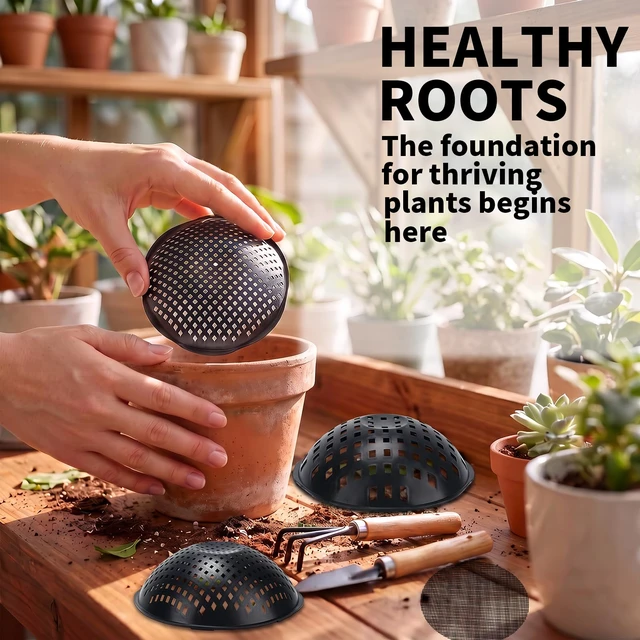 Alt view image 3 of 7 - Large Repotting Planter Pot Mesh Screens, Plant Drainage Inserts Mats Pads | Repotted, 20PCS Pot Bottom Grid Mats + 50PCS Mesh Screens, 6 4 Flower Pots Hole Pads, Drainage Airflow