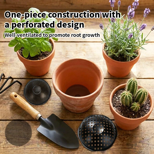 Alt view image 7 of 7 - Large Repotting Planter Pot Mesh Screens, Plant Drainage Inserts Mats Pads | Repotted, 20PCS Pot Bottom Grid Mats + 50PCS Mesh Screens, 6 4 Flower Pots Hole Pads, Drainage Airflow