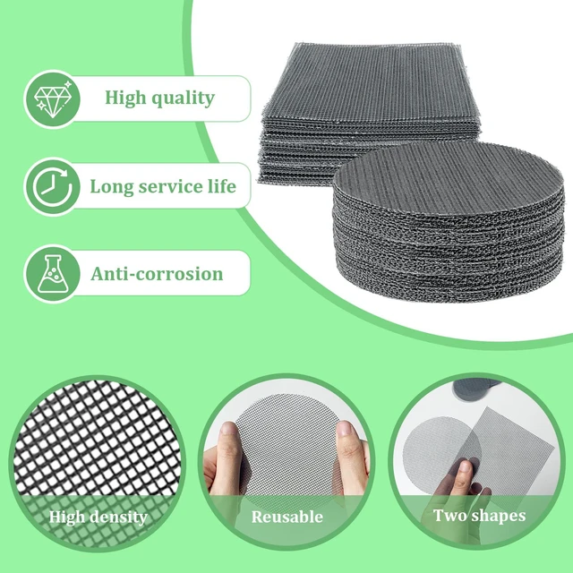 Alt view image 3 of 7 - 60 Pcs Planter Mesh Drainage Screens, 4 in Round & Square Pads for Pot Hole | Bonsai Flower Pot Bottom Grid Mat Mesh Cover ; Trim to Fit Pots to Help Retain Soil While Allowing Excess Water to Drain