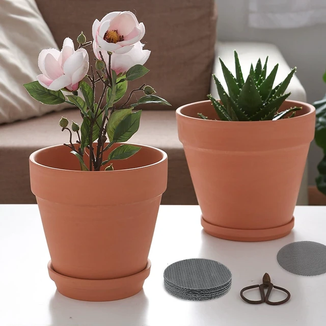Alt view image 5 of 7 - 60 Pcs Planter Mesh Drainage Screens, 4 in Round & Square Pads for Pot Hole | Bonsai Flower Pot Bottom Grid Mat Mesh Cover ; Trim to Fit Pots to Help Retain Soil While Allowing Excess Water to Drain