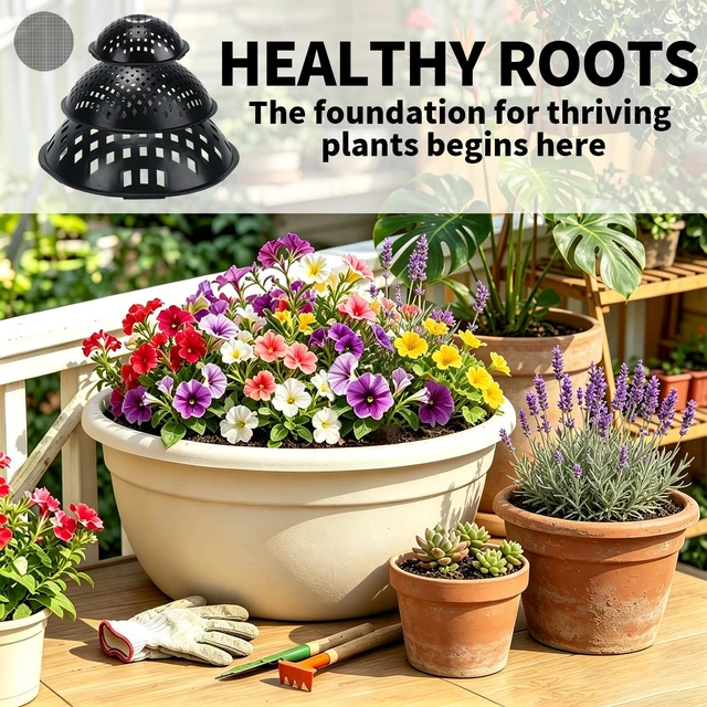 Alt view image 2 of 7 - Large Repotting Plant Pot Drainage Inserts Mats Pads Planter Mesh Screens | Plant Repotted Prevent Root Rot, 20PCS Pot Bottom Mats (6 4.5 3" Multi-size) + 50PCS 2" Mesh Screens
