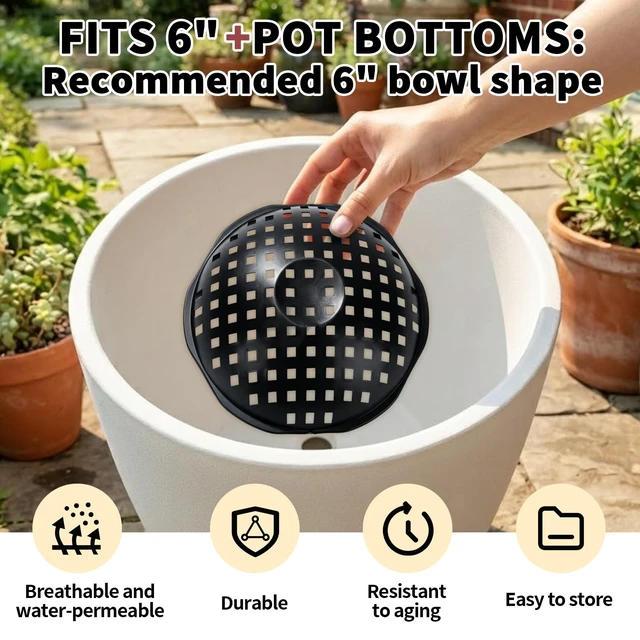 Alt view image 7 of 7 - Large Repotting Plant Pot Drainage Inserts Mats Pads Planter Mesh Screens | Plant Repotted Prevent Root Rot, 20PCS Pot Bottom Mats (6 4.5 3" Multi-size) + 50PCS 2" Mesh Screens