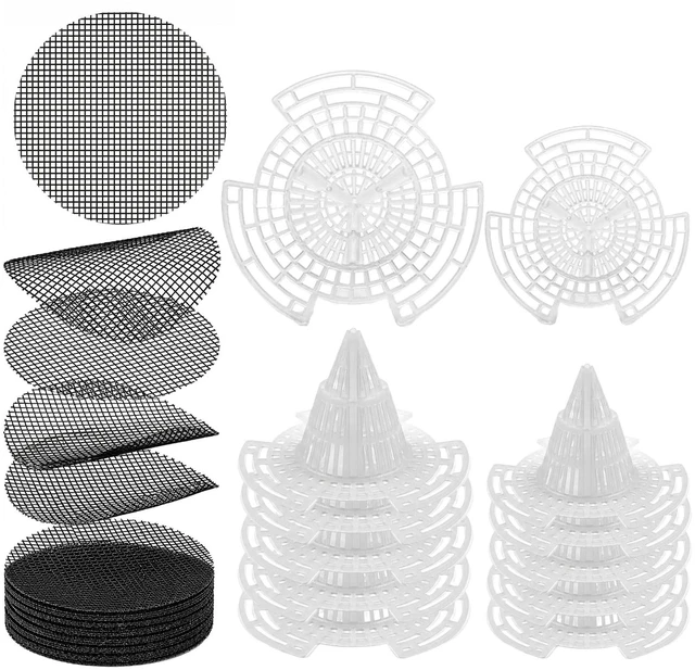 Main image of Plant Pot Drainage Kit, 60 Pack | 10 Cone Grid Pads + 50 Mesh Screens, Improves Drainage & Airflow, Reduces Soil Loss, Indoor Outdoor Plants & Bonsai