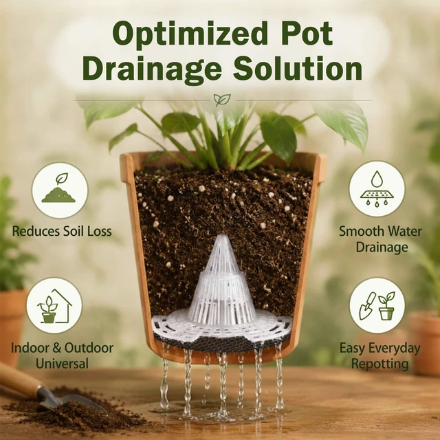 Alt view image 7 of 7 - Plant Pot Drainage Kit, 60 Pack | 10 Cone Grid Pads + 50 Mesh Screens, Improves Drainage & Airflow, Reduces Soil Loss, Indoor Outdoor Plants & Bonsai