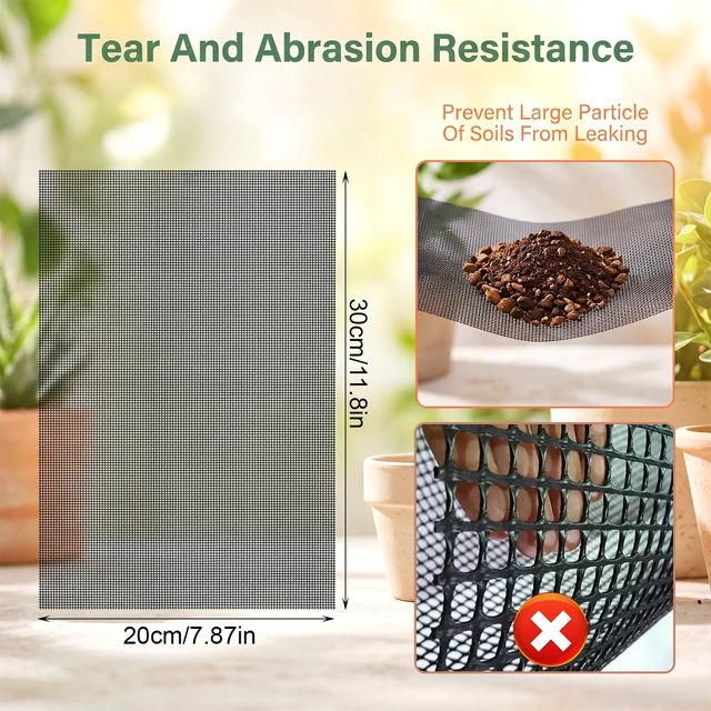 Alt view image 2 of 7 - 20Pcs Flower Pot Hole Mesh Pad, 8 x 12 Inch Terrarium Mesh for Plants | Reusable Bonsai Meshes Substrate Barrier Mesh Screen for Planter Pots Plant Pots Drainage Meshes for Preventing Soil Leakag