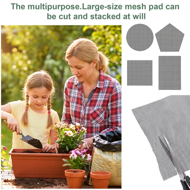 Alt view image 5 of 7 - 20Pcs Flower Pot Hole Mesh Pad, 8 x 12 Inch Terrarium Mesh for Plants | Reusable Bonsai Meshes Substrate Barrier Mesh Screen for Planter Pots Plant Pots Drainage Meshes for Preventing Soil Leakag