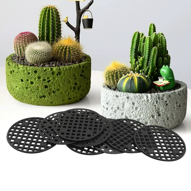 Alt view image 5 of 5 - Plant Pot Mesh Hole Covers Pads, 45mm,100 Pcs | Round, Plastic Bottom Grid Mat, Bonsai Drainage Screen