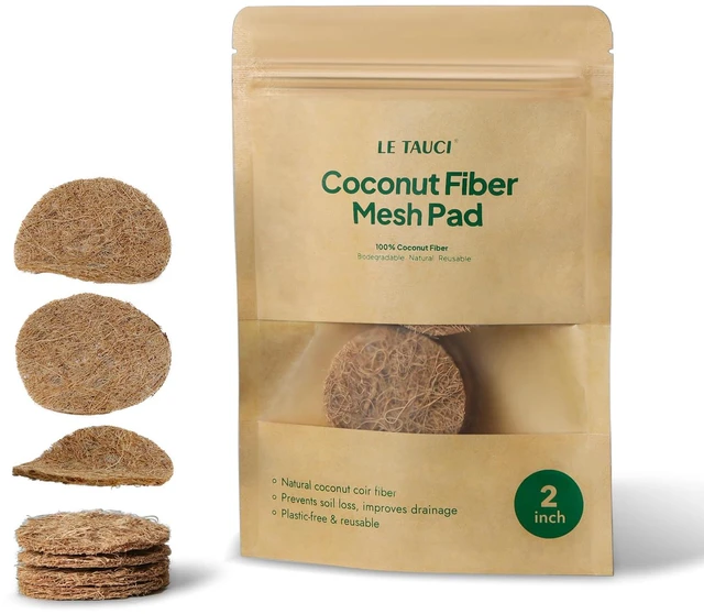 Main image of Coconut Coir Drainage Pads, 2 Inch Round Liners for Pots, 10 Pack | Natural Coir Fiber Liners for Indoor & Outdoor Planters, Pre-Cut, Pot Hole Covers to Prevent Soil Loss