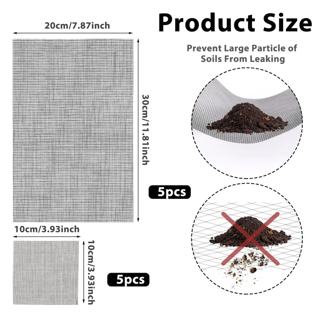 Alt view image 2 of 7 - Flower Pot Hole Mesh Pad 10PCS 11.8 X 7.8 Inch/ 3.9 X 3.9 Inch Plastic Mesh Screen DIY Drainage Netting Pot Bottom Grid Mat Plant Drainage Screen Mesh Bonsai Mesh Keep Soil from Flowing Away