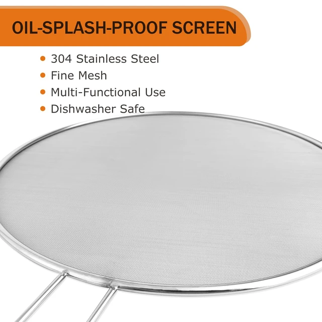 Alt view image 3 of 5 - 2-Pack Splatter Guard, 13 in Stainless Steel Grease Splatter Screen - Oil-Resistant Mesh for Fry Pan, Suitable for Most Cookware, Kitchen Essential