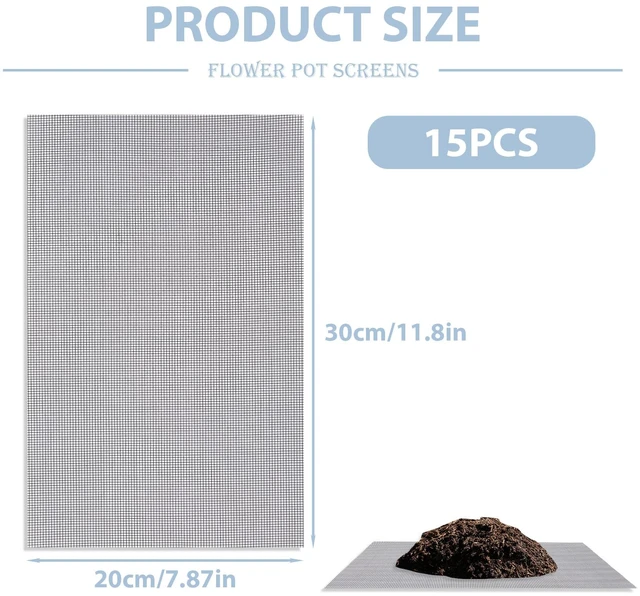 Alt view image 2 of 6 - 15 Pcs Flower Pot Hole Mesh Pad 11.8x7.8 Inch Bosai Plant Mesh Drainage Screen Prevent Soil Loss Bottom Grid Mat Gardening Essentials