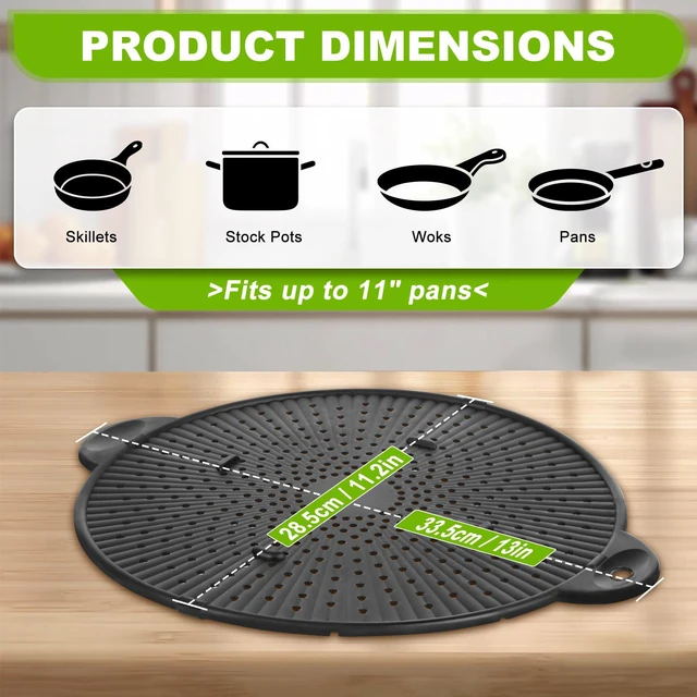Alt view image 2 of 7 - Silicone Splatter Screen for Frying Pan - 11 Inch Heat-Resistant Silicone Grease Splatter Guard, Multi-Use Oil Splash Guard for Kitchen Cooking Pan Cover, Dishwasher Safe