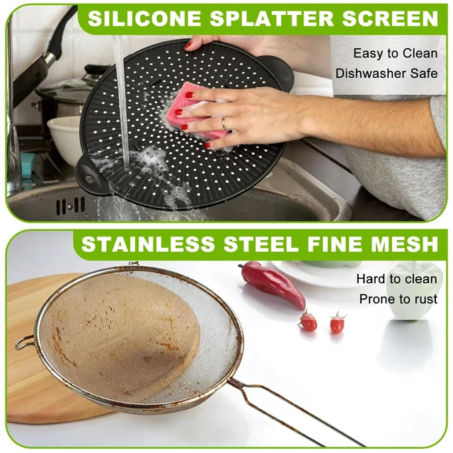 Alt view image 6 of 7 - Silicone Splatter Screen for Frying Pan - 11 Inch Heat-Resistant Silicone Grease Splatter Guard, Multi-Use Oil Splash Guard for Kitchen Cooking Pan Cover, Dishwasher Safe
