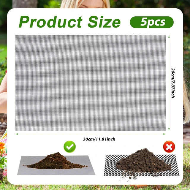 Alt view image 2 of 7 - 5pcs Flower Pot Hole Mesh Pad, 11.8x7.8 Inch Polyethylene Square Bonsai Mesh Drainage Screens Flower Pot Bottom Mesh Plant Screen Mesh for Garden Outdoor Potted Plants