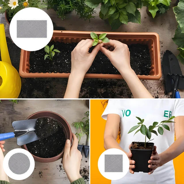 Alt view image 3 of 7 - 5pcs Flower Pot Hole Mesh Pad, 11.8x7.8 Inch Polyethylene Square Bonsai Mesh Drainage Screens Flower Pot Bottom Mesh Plant Screen Mesh for Garden Outdoor Potted Plants