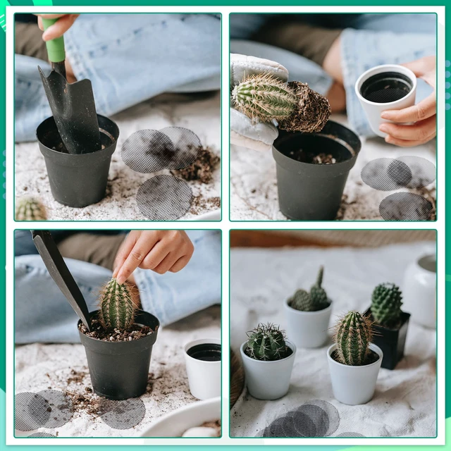 Alt view image 5 of 7 - 200 Pcs Mesh for Plant Pot Drainage Screen 2 4 Inch Drainage Mesh | Reusable Round Bonsai Mesh, for Garden Succulent Grid Mat, Planter Bottom Mat, Prevents Soil Loss, Flower Pot Cover