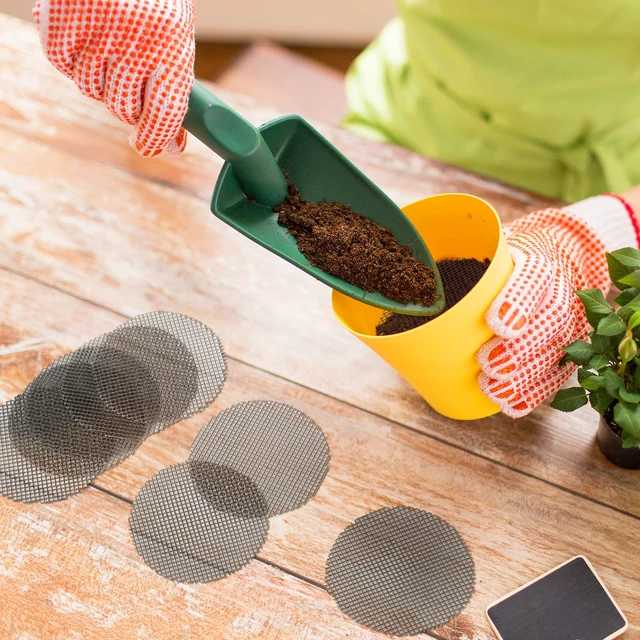 Alt view image 7 of 7 - 200 Pcs Mesh for Plant Pot Drainage Screen 2 4 Inch Drainage Mesh | Reusable Round Bonsai Mesh, for Garden Succulent Grid Mat, Planter Bottom Mat, Prevents Soil Loss, Flower Pot Cover