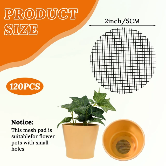 Alt view image 2 of 7 - 120Pcs Plant Pots Hole Mesh Pad, 2 in Round Flower Pot Drainage | Mesh Mats Bonsai Potting, Eye Mesh Mats, Barrier for Gardening to Prevent Soil, Leaking Horticultural Enthusiasts