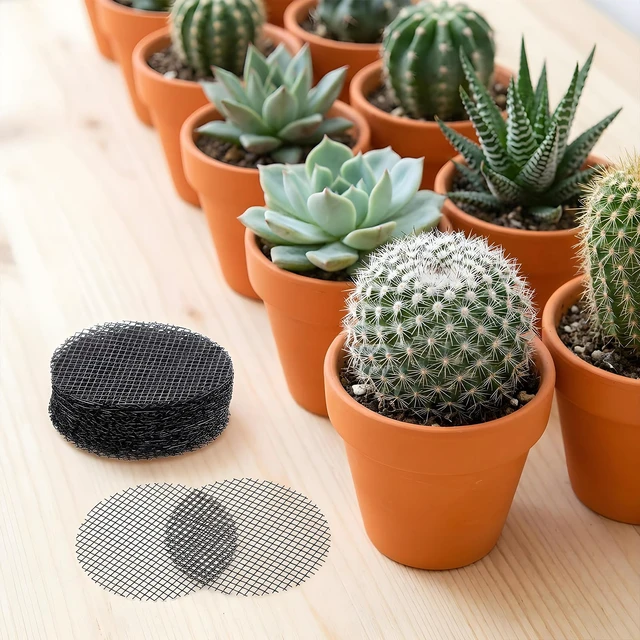 Alt view image 6 of 7 - 120Pcs Plant Pots Hole Mesh Pad, 2 in Round Flower Pot Drainage | Mesh Mats Bonsai Potting, Eye Mesh Mats, Barrier for Gardening to Prevent Soil, Leaking Horticultural Enthusiasts