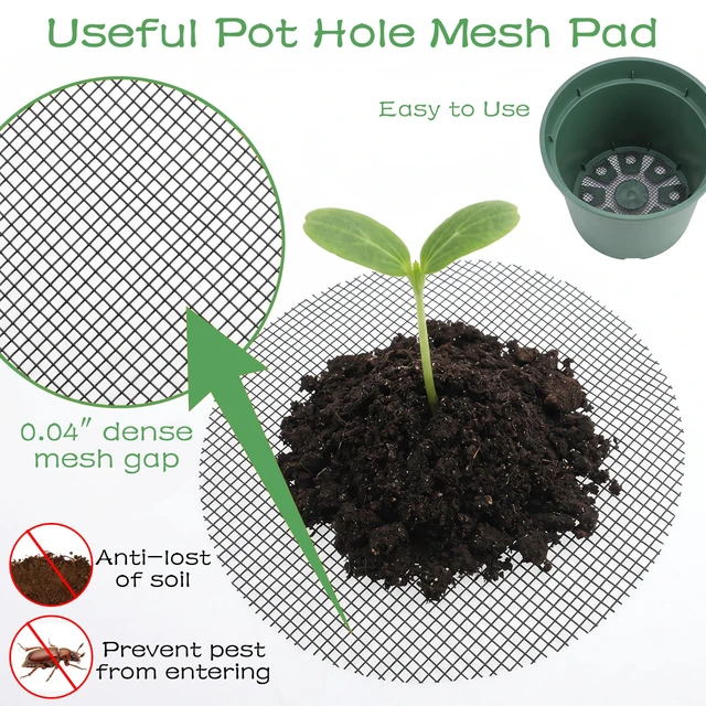 Alt view image 3 of 7 - Flower Pot Hole Mesh Pad Drainage Mesh 2 3 4 Inch Assorted Sizes Round Pot Hole Mesh Pad Reusable Bonsai Bottom Grid Mat Bonsai Gardening Grid Prevent Soil Leaking
