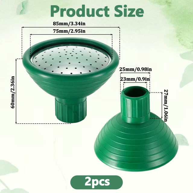 Alt view image 2 of 7 - Sprinkler Head Replacement Watering Can Spout Rose Nozzles, 2Pcs | 0.91in Watering Can Nozzles Rose Head Plastic Metal Rubber Gentle Flow Uniform Sprayer Soft Rainlike for Indoor Plants